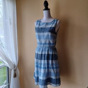 Beachlunchlounge Women's Linen Cotton Sleeveless Dress Size S Stripes Pockets